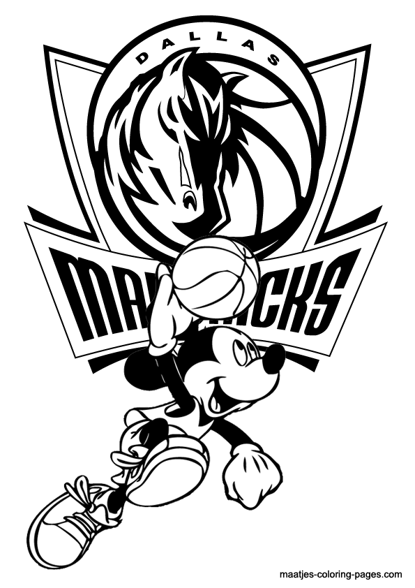 Dallas mavericks and mickey mouse coloring pages