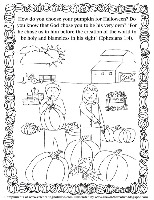 Pumpkin carving coloring pages with bible verses for halloween celebrating holidays