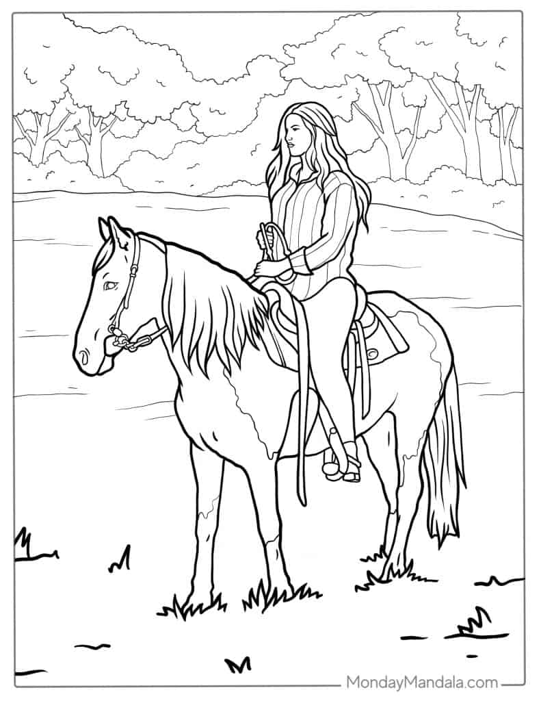 Horse coloring pages free pdf printables