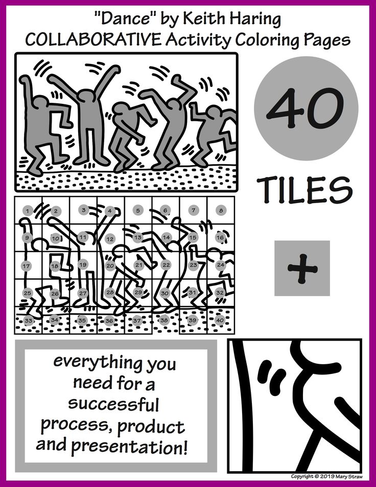 Dance by keith haring collaborative activity coloring pages keith haring coloring pages collaborative mural