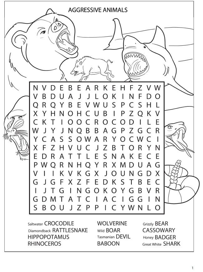 Spark amazing animals word search