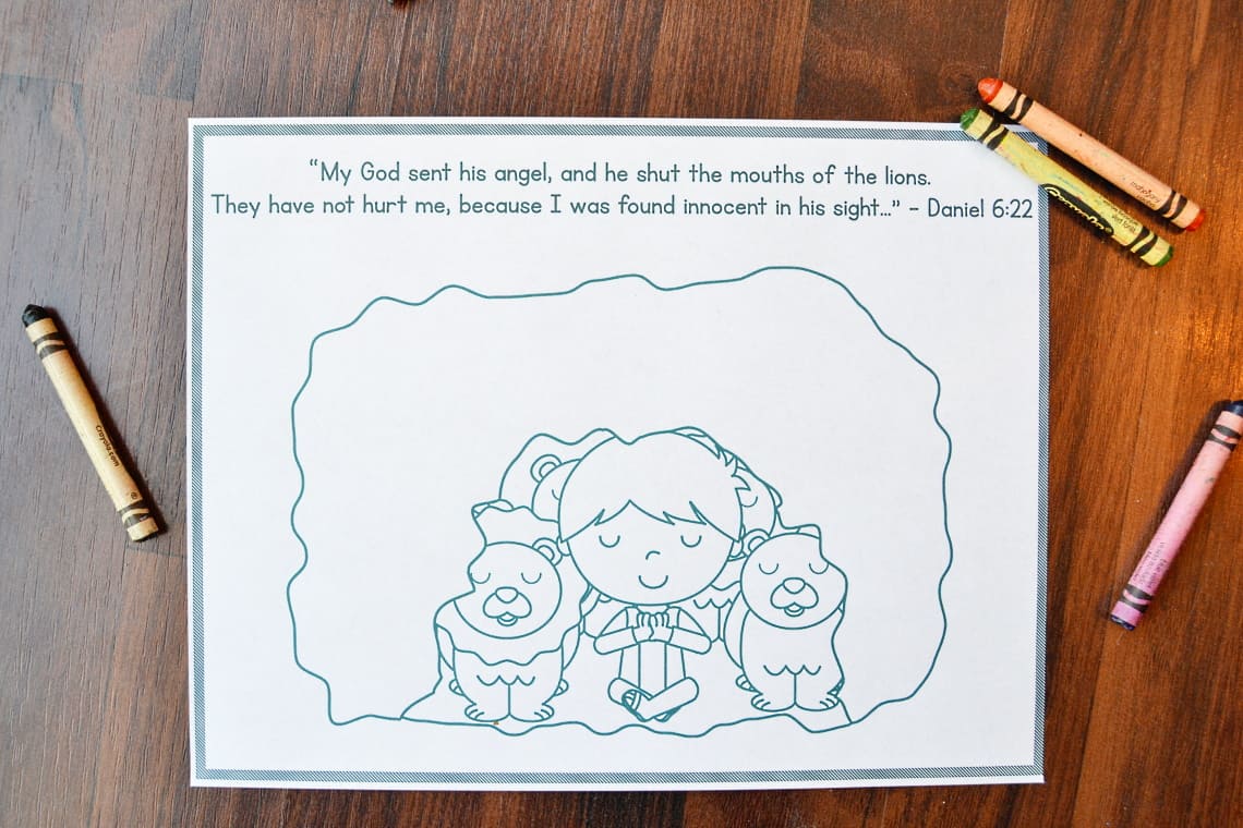 Daniel and the lions den coloring page â mary martha mama