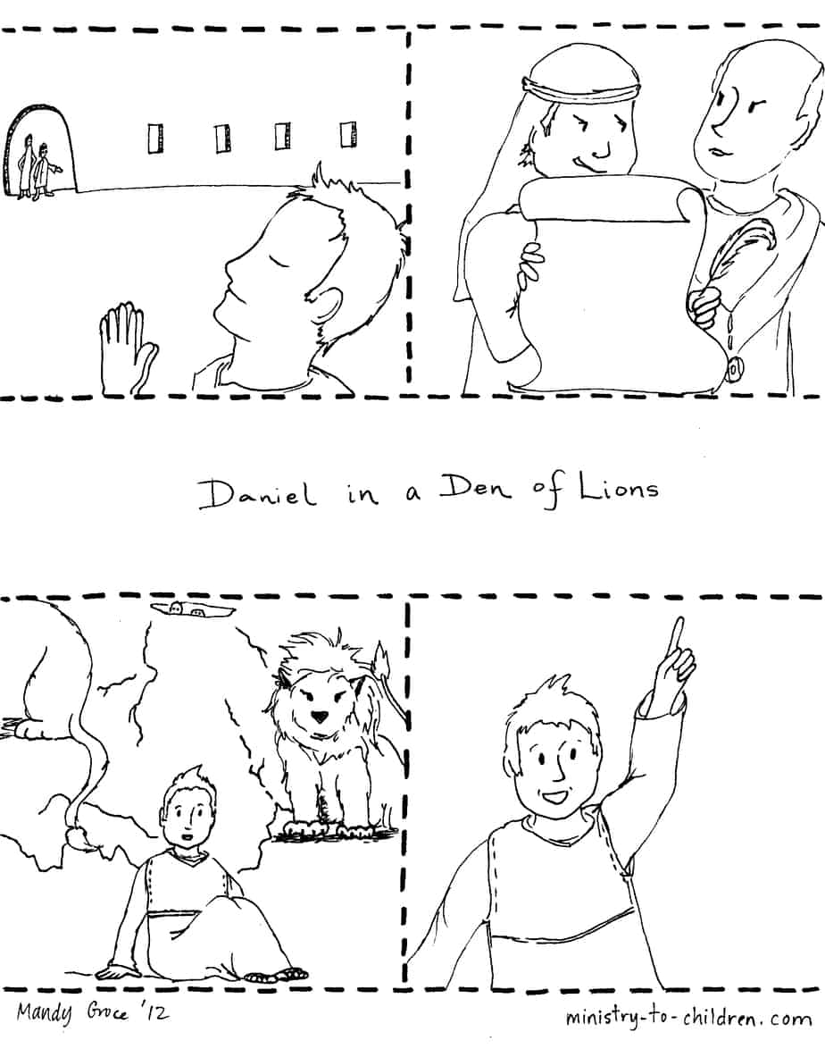 Daniel and the lions coloring page