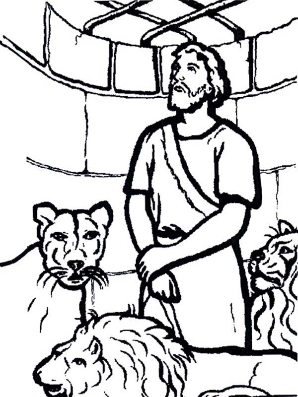 Daniel and the lions den coloring page
