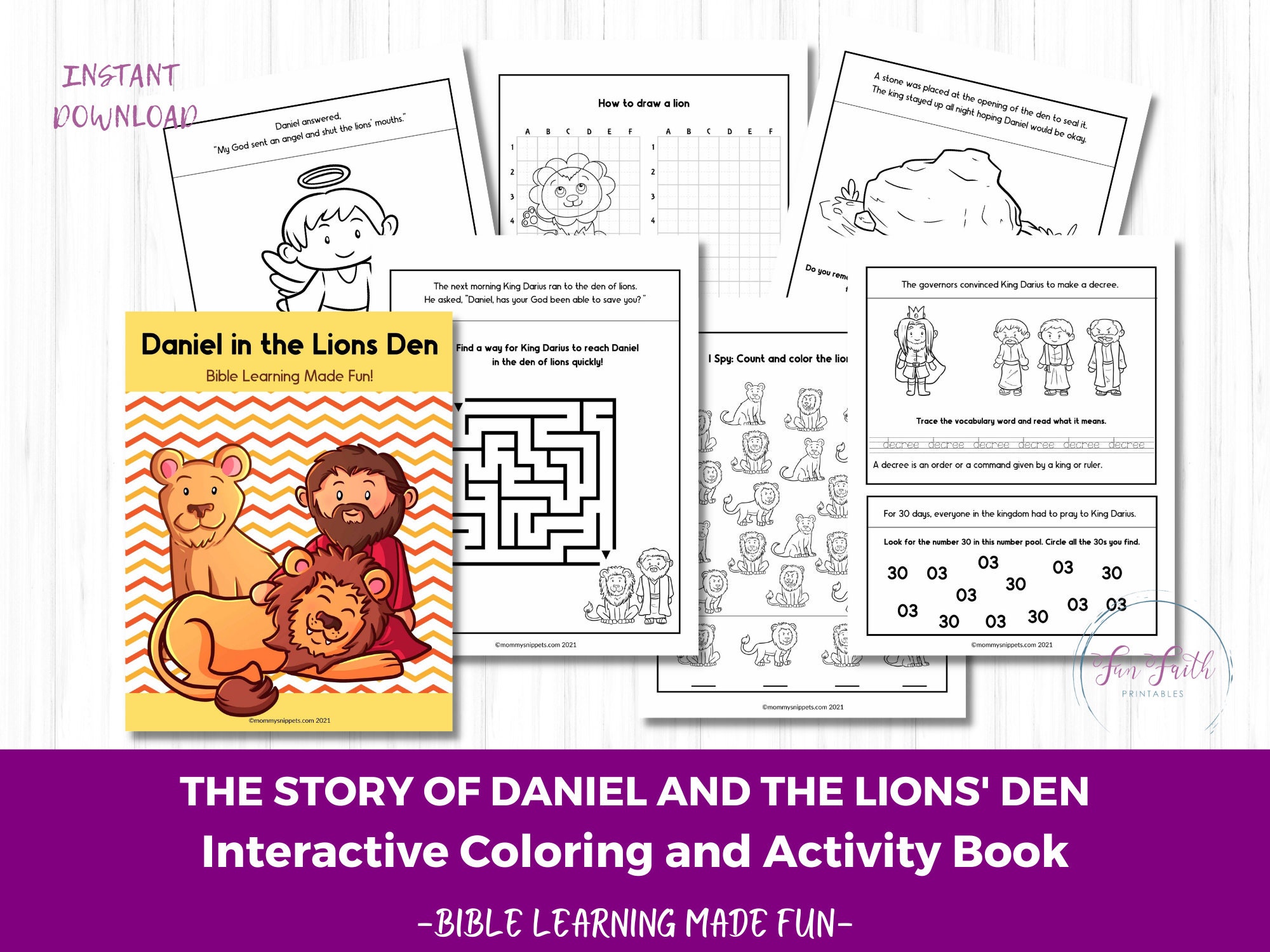 Pãginas para colorear y libro de actividades de la historia de daniel y el foso de los leones estudio bãblico para niãos pãginas para colorear de versãculos bãblicos lecciãn de escuela dominical