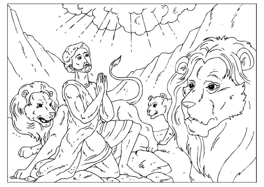 Dibujo para colorear daniel en la fosa de los leones