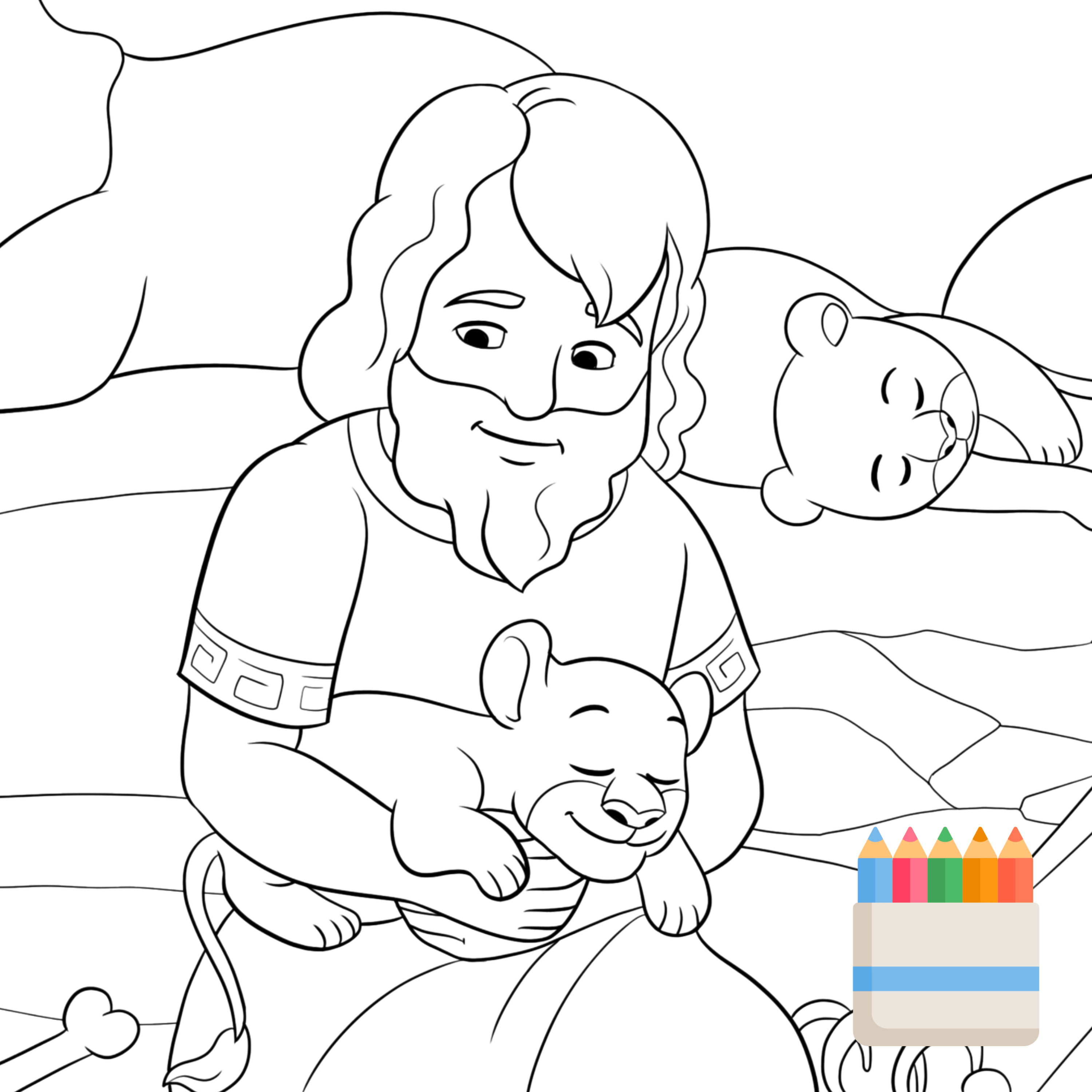 Coloring pages âdaniel in the lions denâ â dg bible songs
