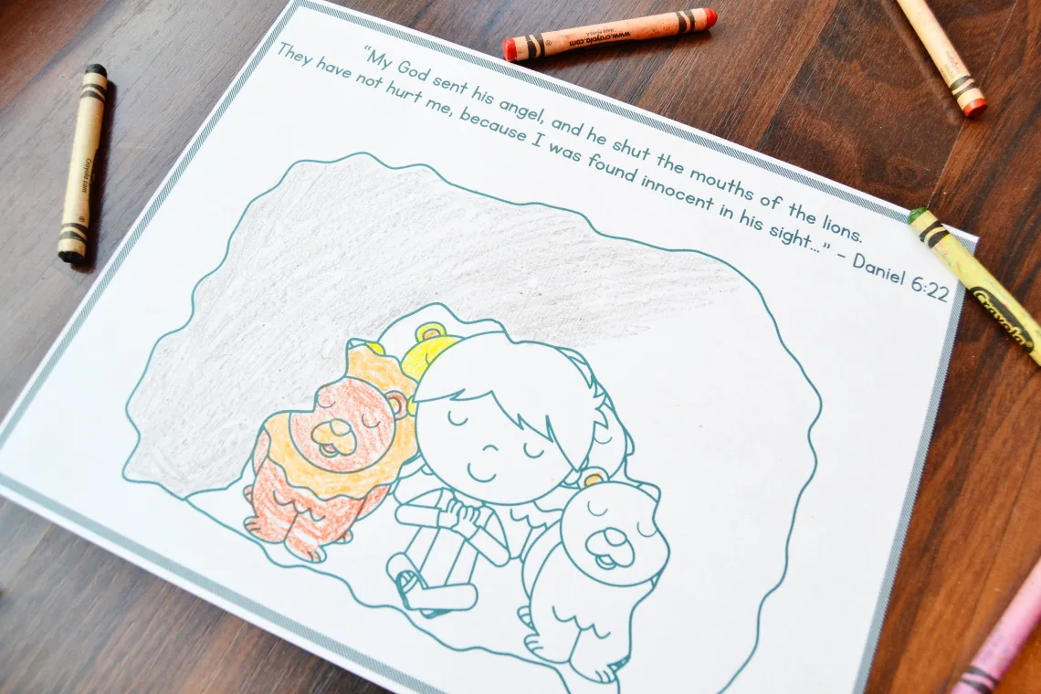 Daniel and the lions den coloring page â mary martha mama