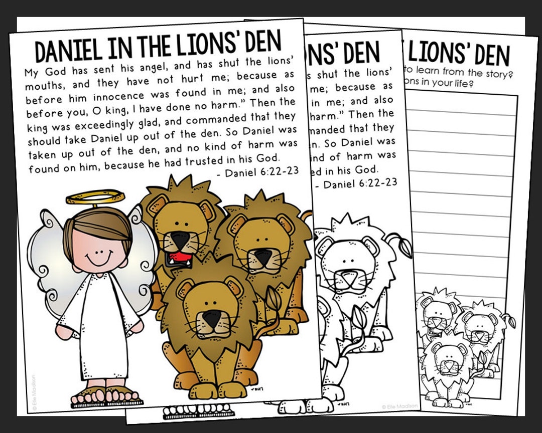 Daniel in the lions den bible story activity coloring page and poster sunday school lesson plan bible for kids old testament kids