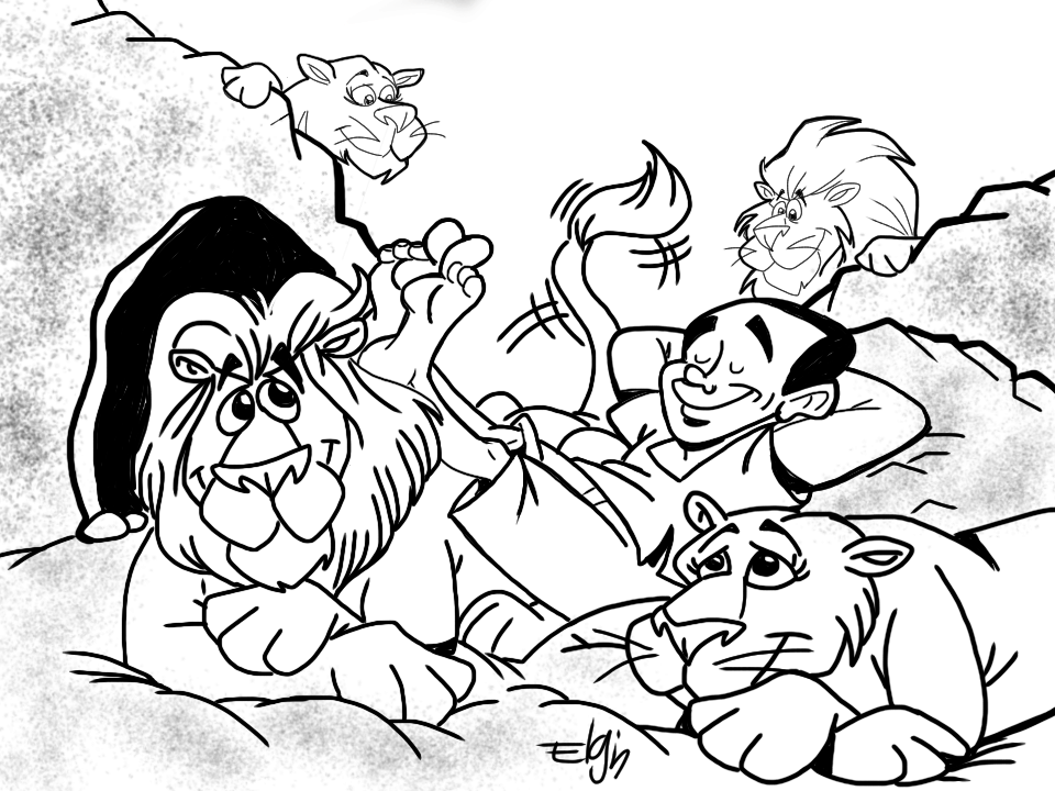 Daniel in the lions den bible cartoon pictures