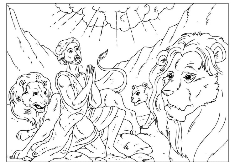 Coloring page daniel in the lions den
