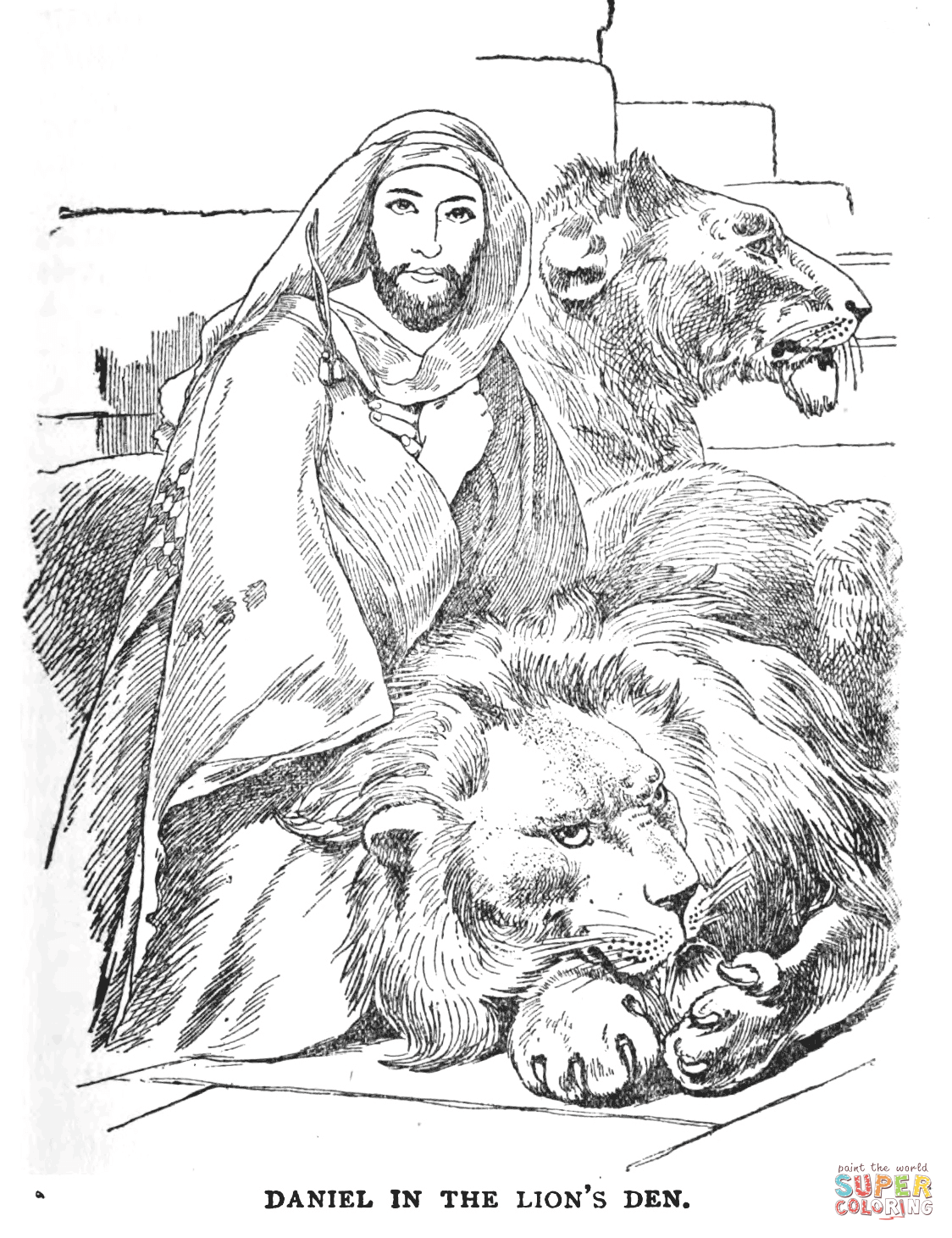Daniel in the lions den coloring page free printable coloring pages