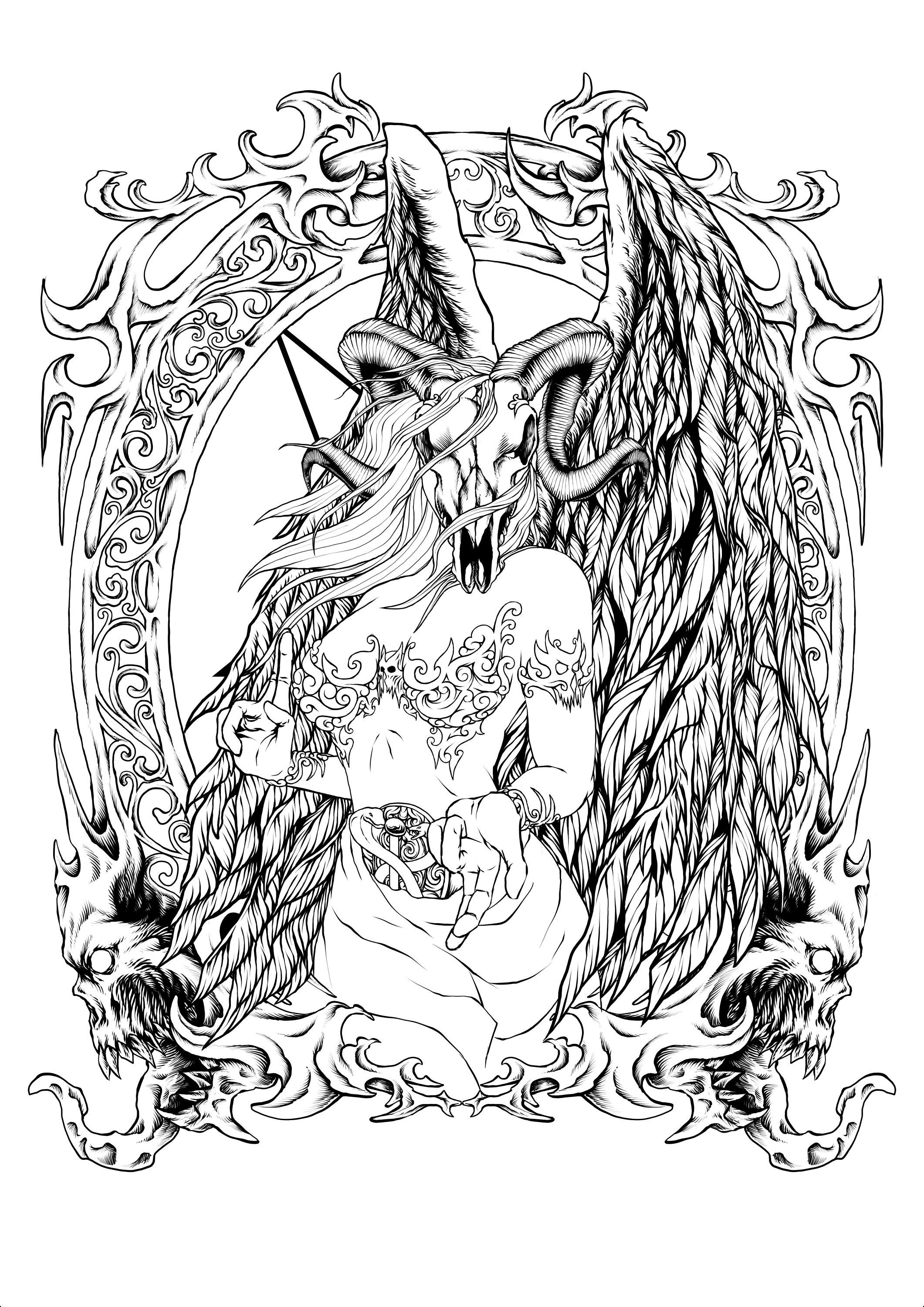 Fallen angel coloring page gothic digital download download now