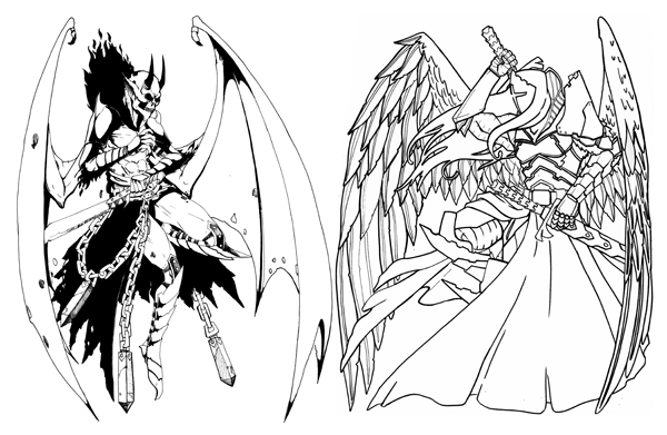 Demon vs the angel by basilthebarbarian on