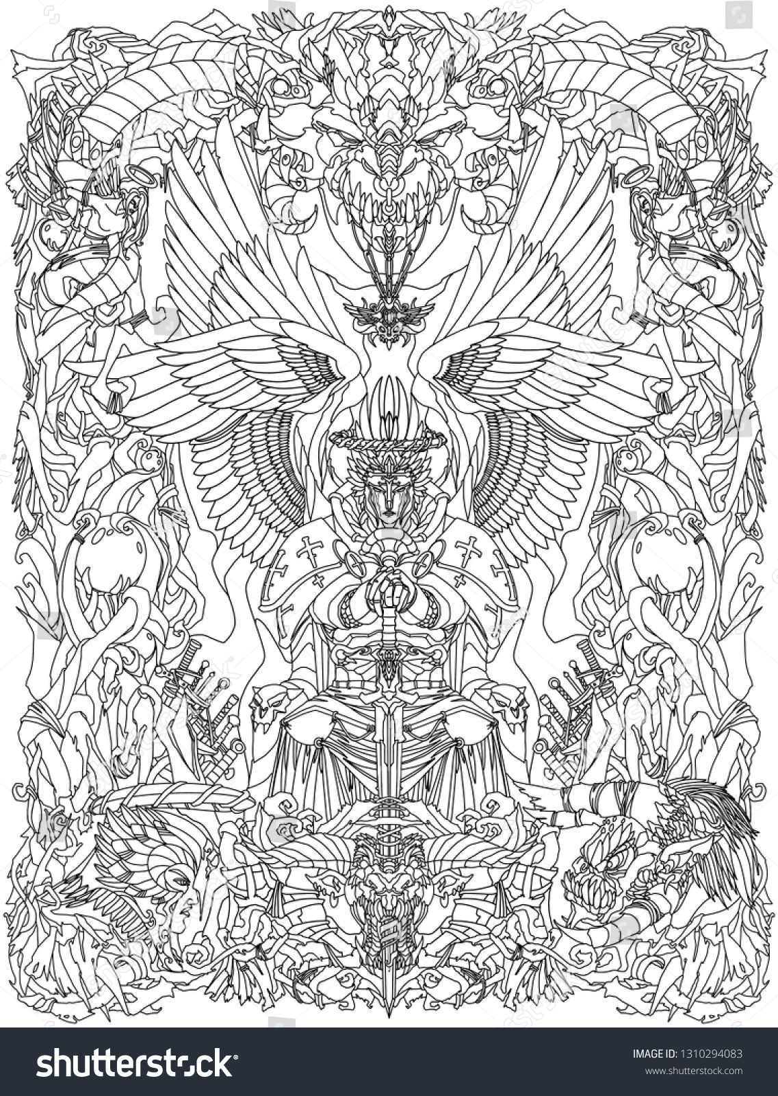 Hakuun angel demon coloring book liittyvã kuvituskuva
