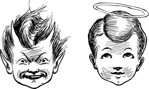Vintage angel and demon coloring page free printable coloring pages