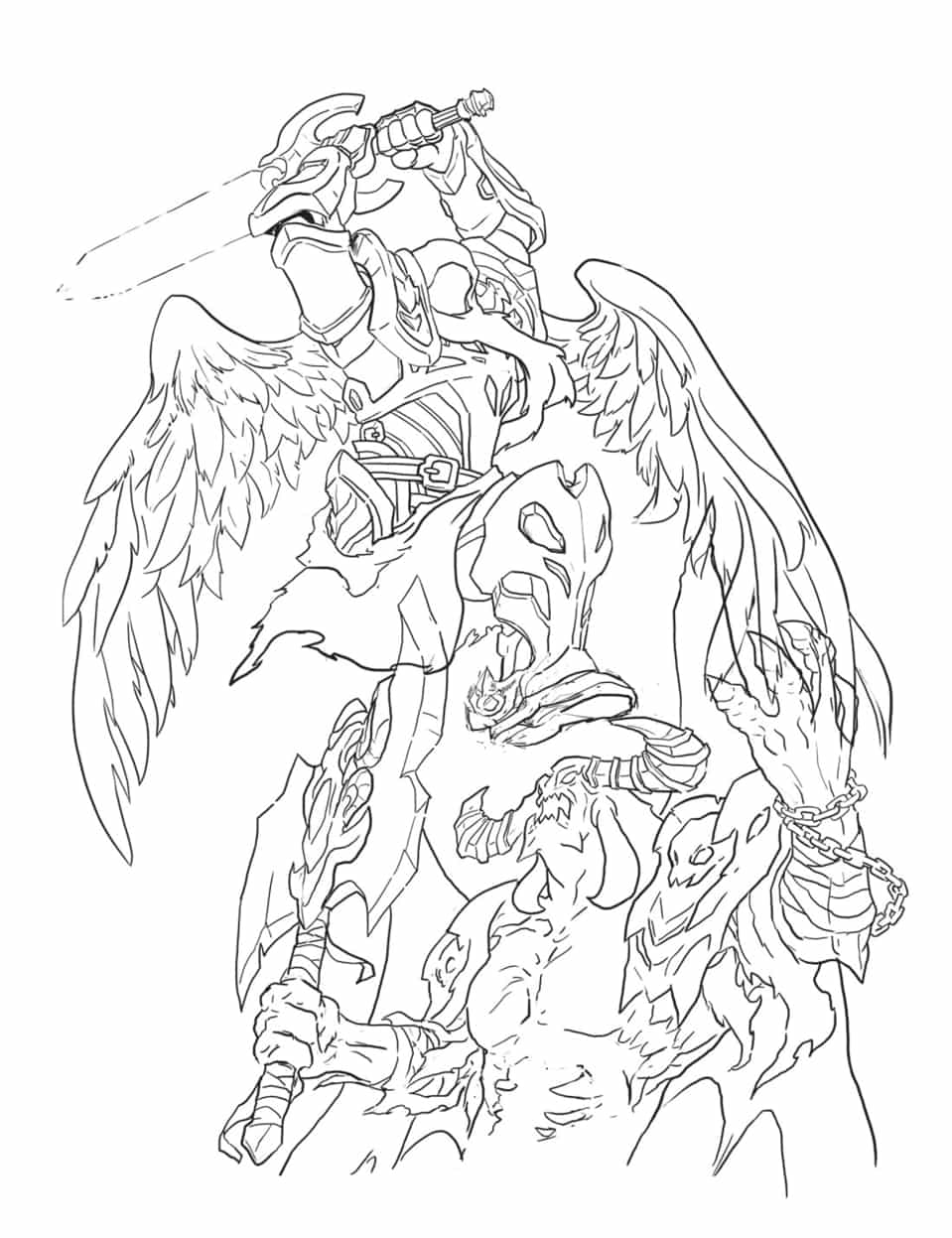Angel and demon in black and white banhbeo