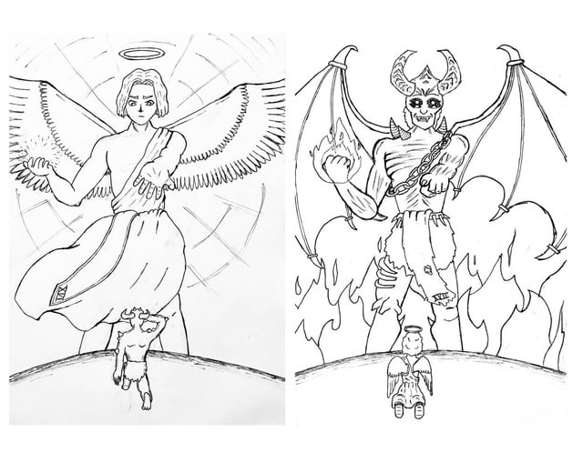 Day and angel and demon rinktober