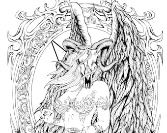 Fallen angel coloring page gothic digital download