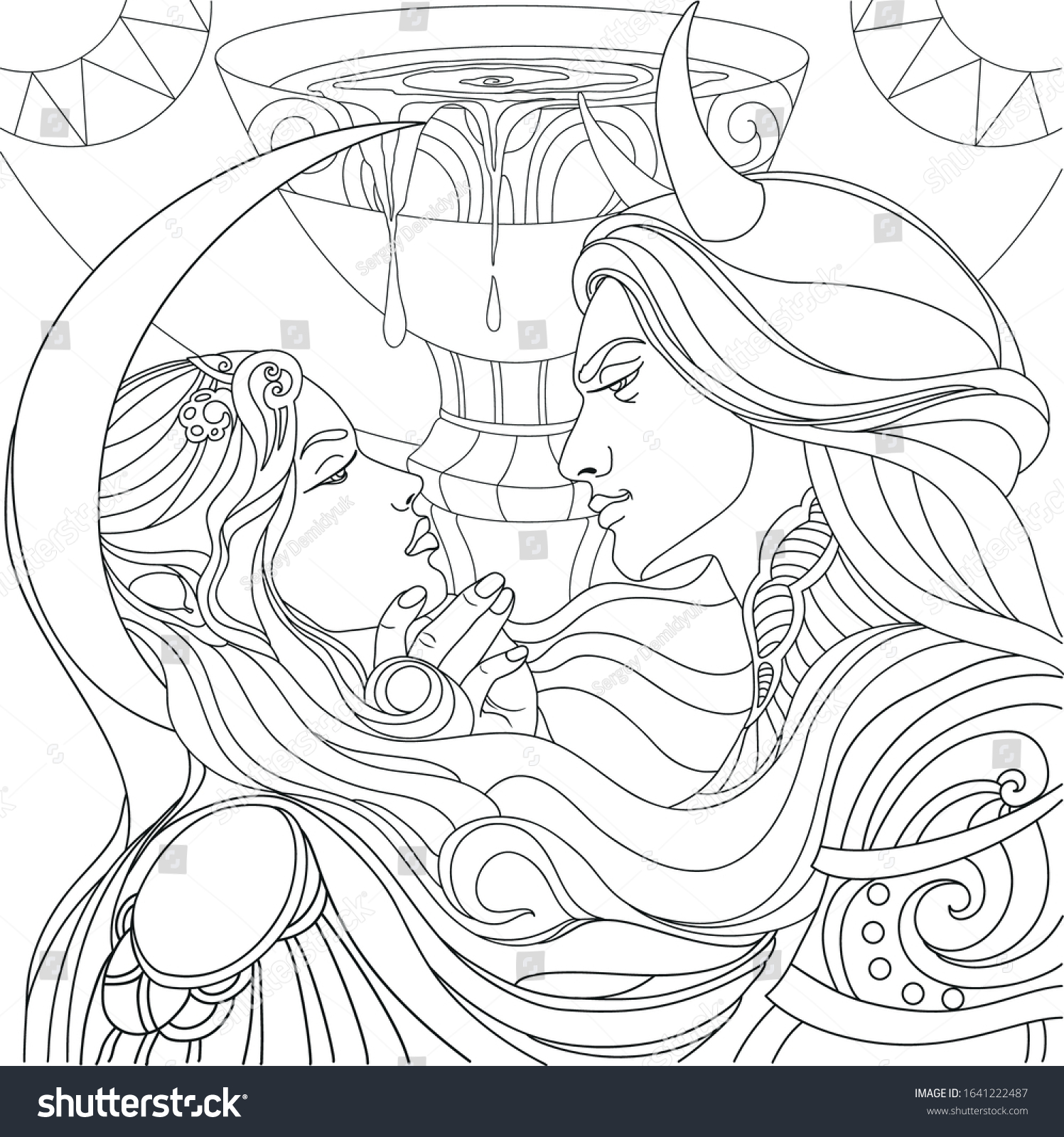 Coloring page angel demon stock vector royalty free