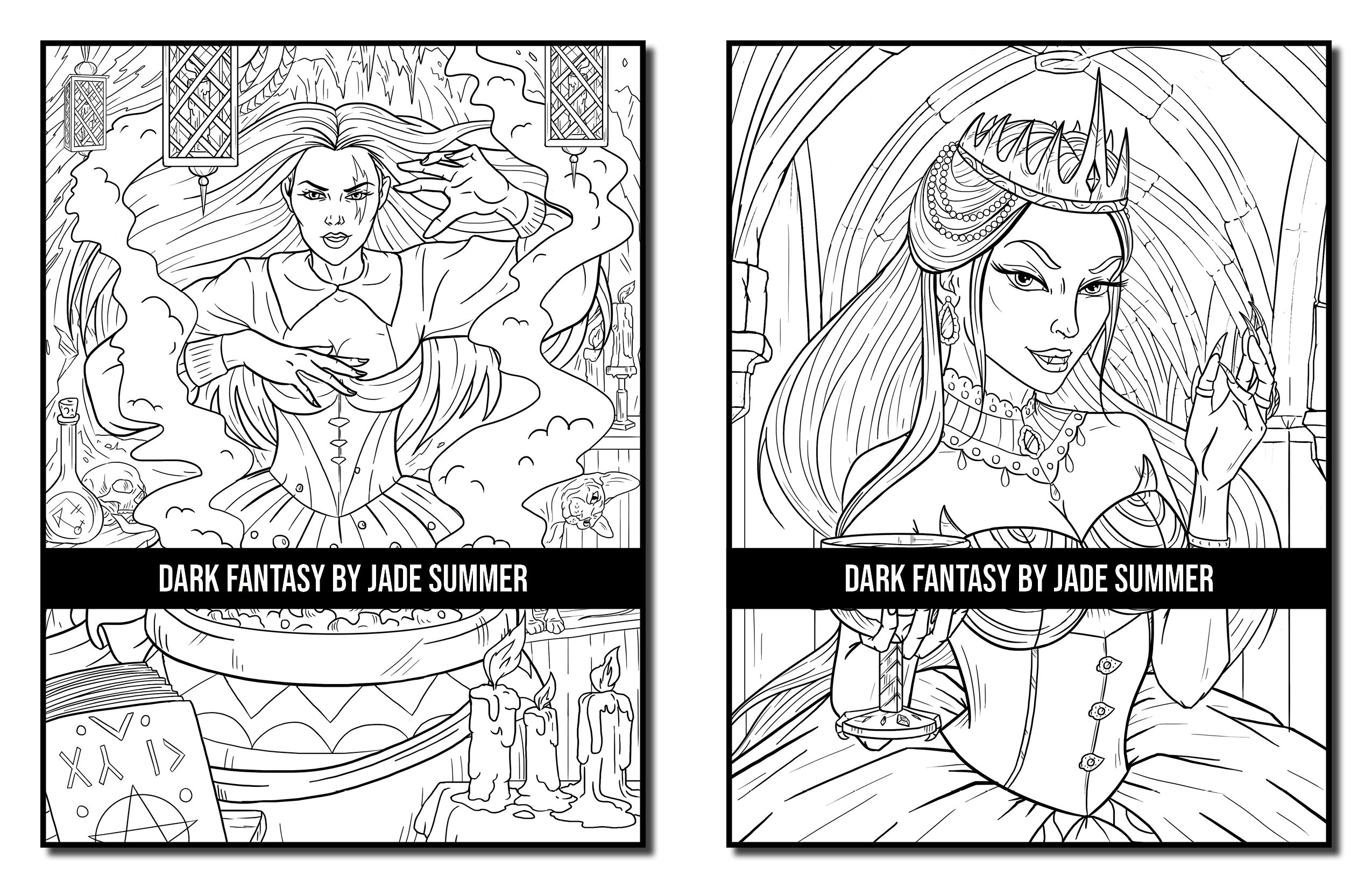 Fantasy coloring pages dark fantasy adult coloring book by jade summer digital coloring pages printable pdf download
