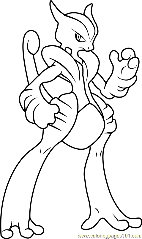 Mega mewtwo x pokemon coloring page for kids
