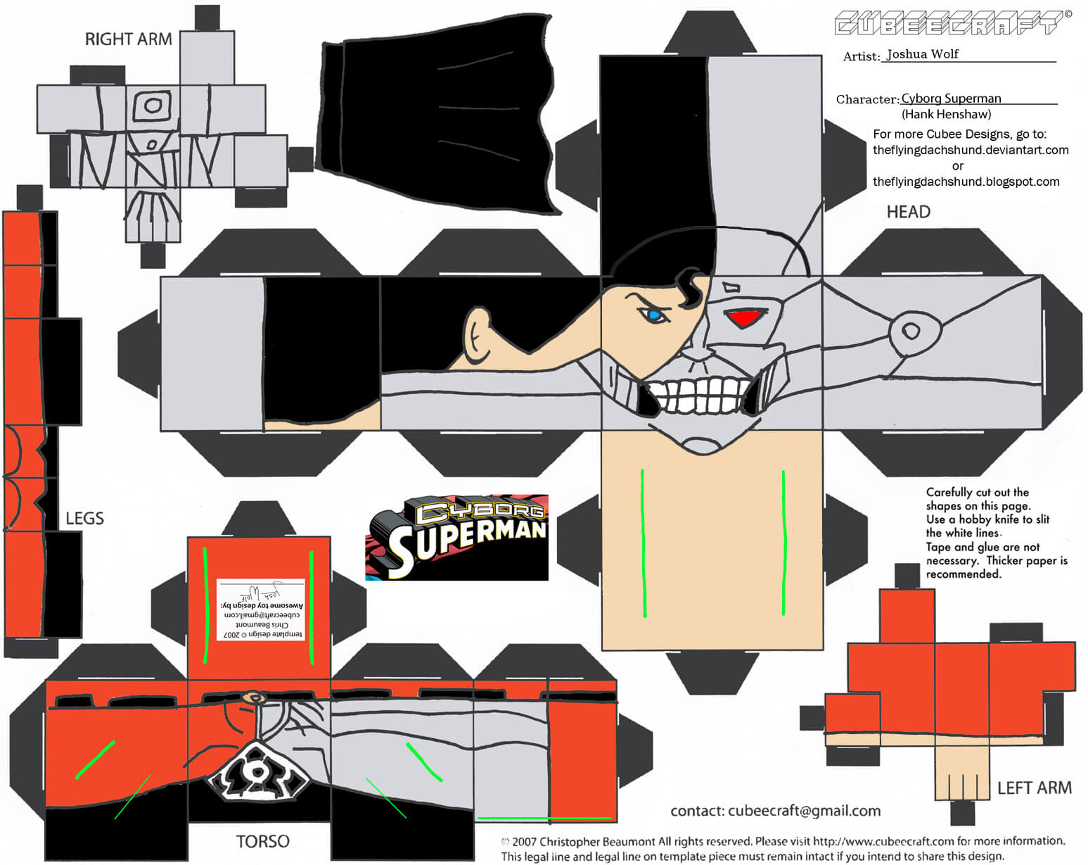 Cyborg superman paper toy free printable papercraft templates