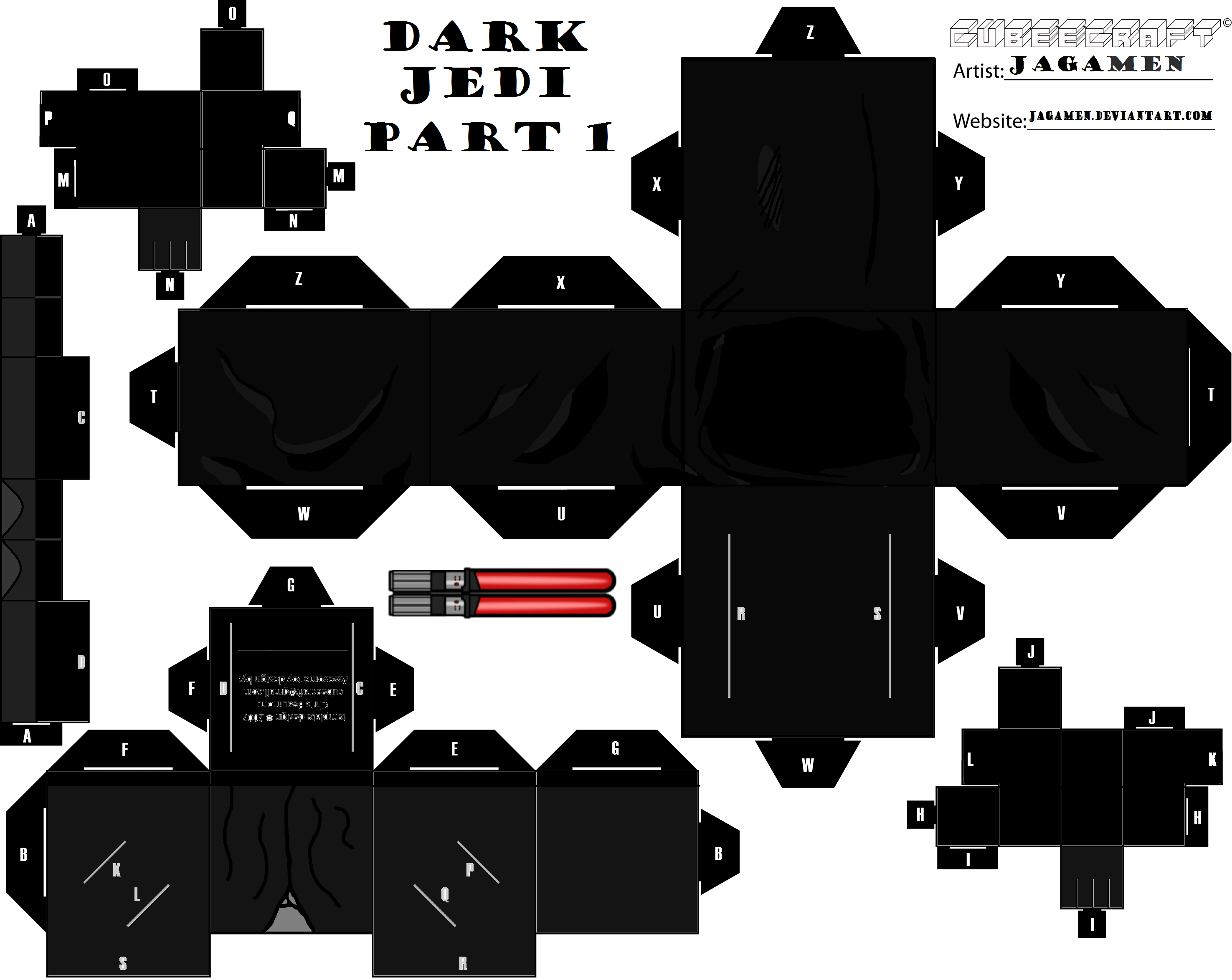 Dark jedi paper toy free printable papercraft templates