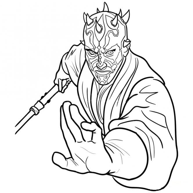 Darth maul star wars coloring page