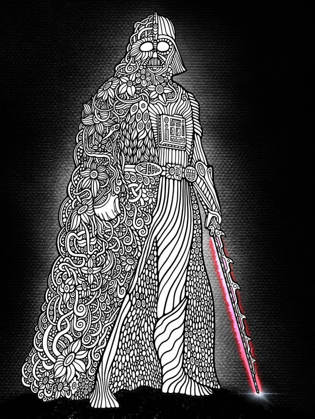 Psychedelic darth vader drawing by me rstarwars