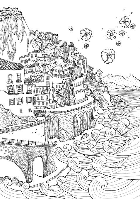 Coloring europe bella italia i waves of color dibujos para colorear paisajes libros para colorear libros para colorear adultos