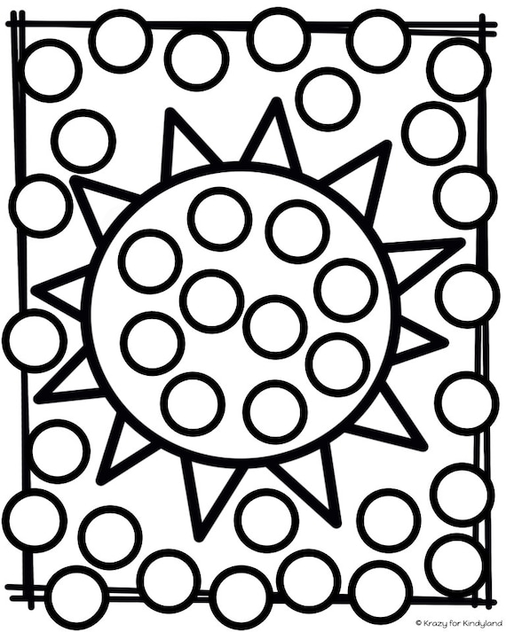 Spring coloring dauber booklet for kindergarten sun tree