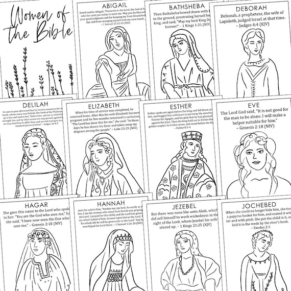 Womens history month bible story coloring pages activity christian homeschool printable worksheets sunday school church bulletin board
