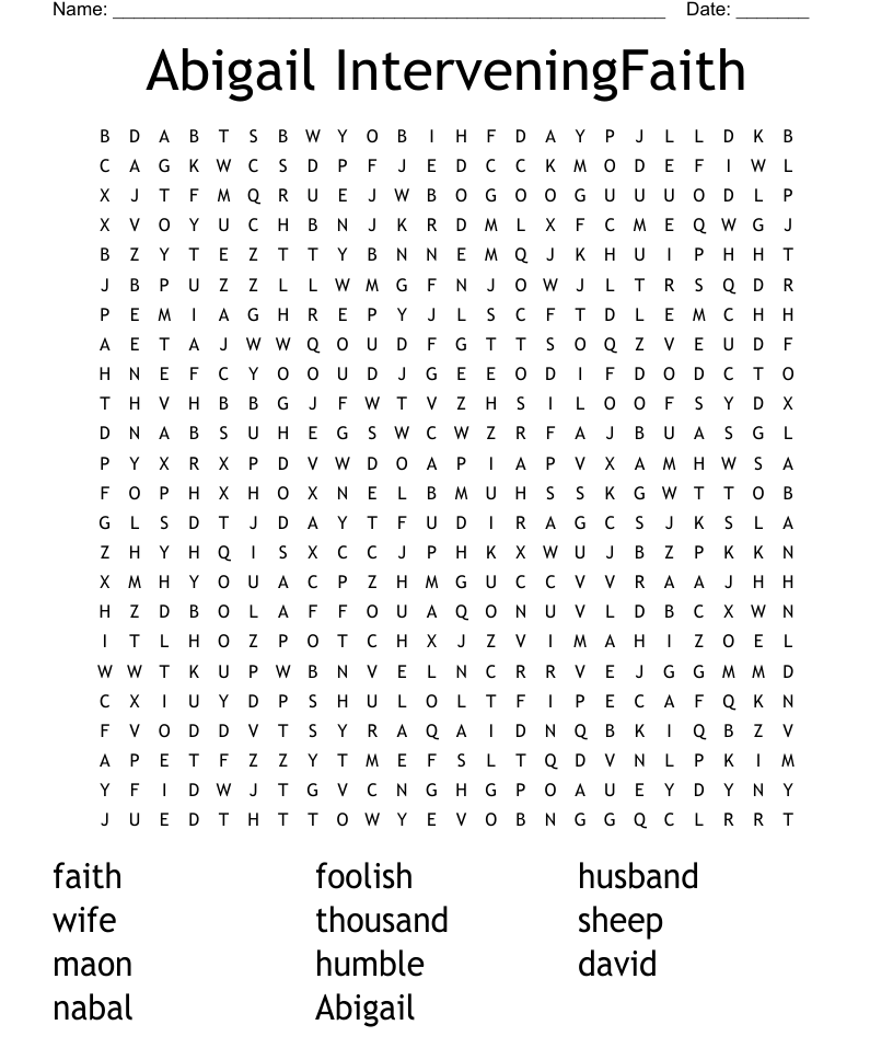 Similar to david abigail word search
