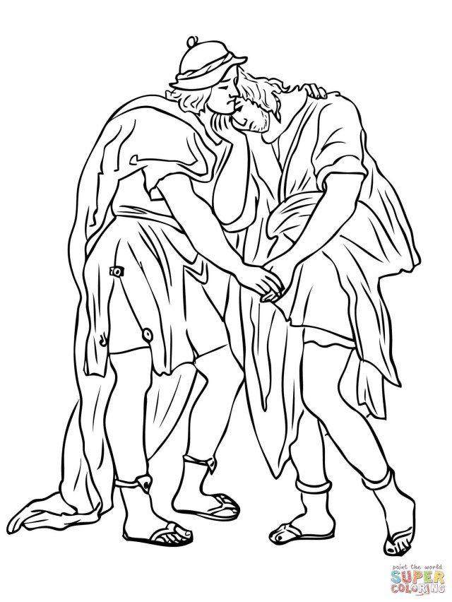 Creative picture of david and jonathan coloring page