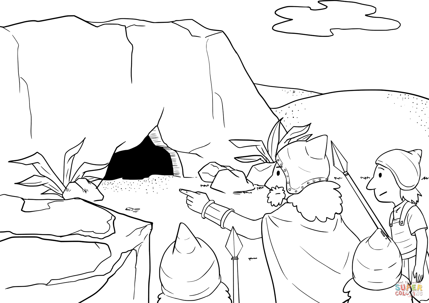 Saul goes to the cave coloring page free printable coloring pages