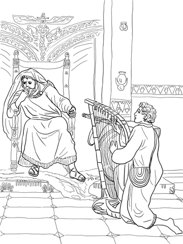 Dibujo de david toca el arpa para saãºl para colorear dibujos para colorear imprimir gratis