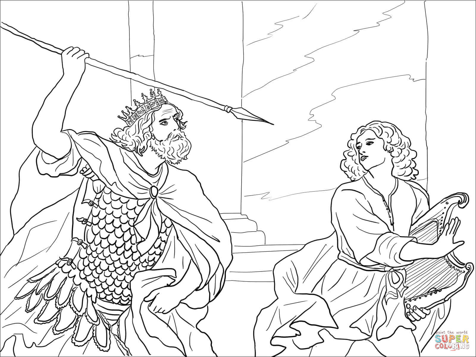 Dibujo de david huye de saãºl para colorear dibujos para colorear imprimir gratis