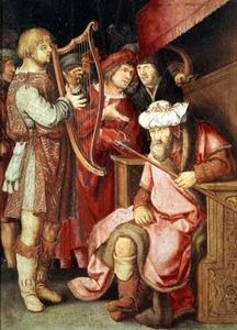 Reproduccion de pinturas david toca el arpa delante de saãºl de lucas van leyden