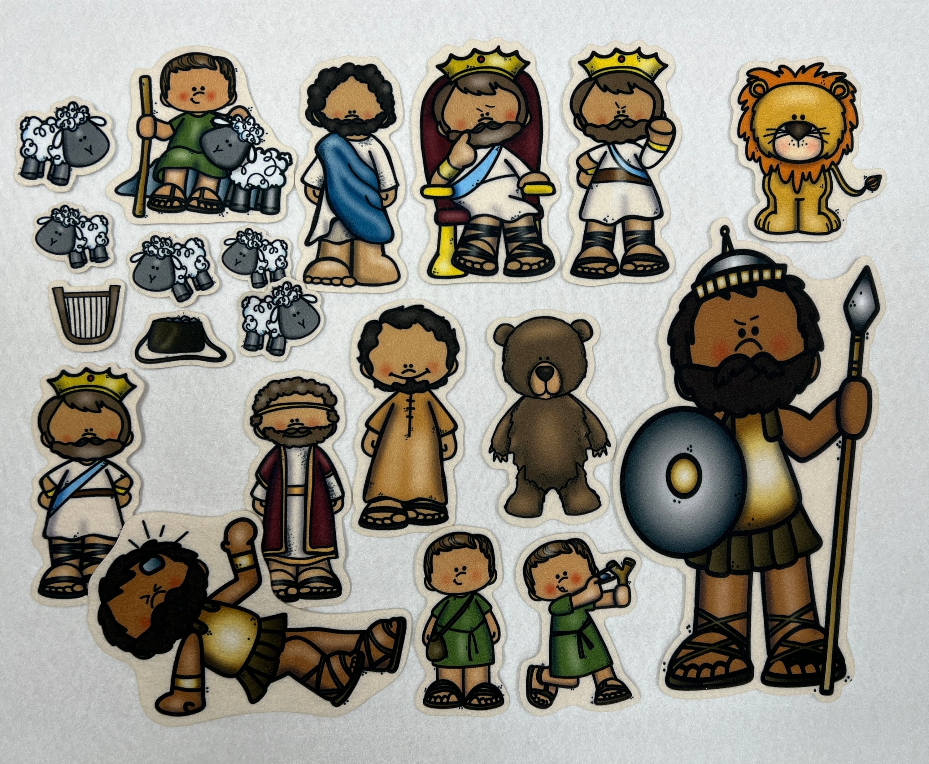 David and goliath and king saul david plays harp felt figures for bible felt flannel board stories old testament