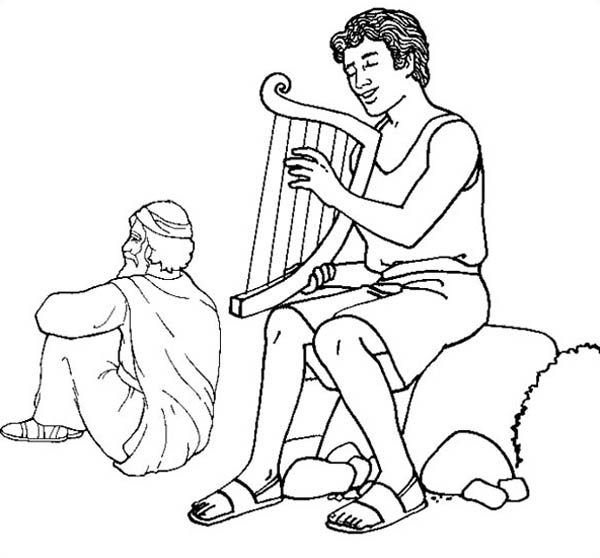 David play harp in the story of king saul coloring page coloring pages inspirational coloring pages bible coloring pages