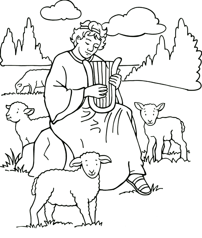 David playing the harp