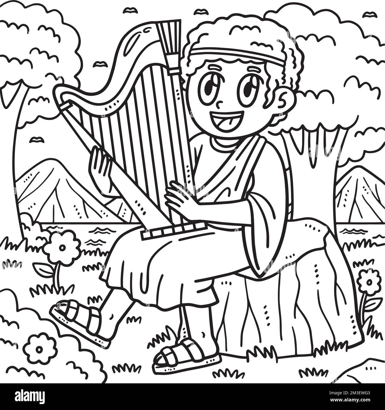 David playing harp stock vector images