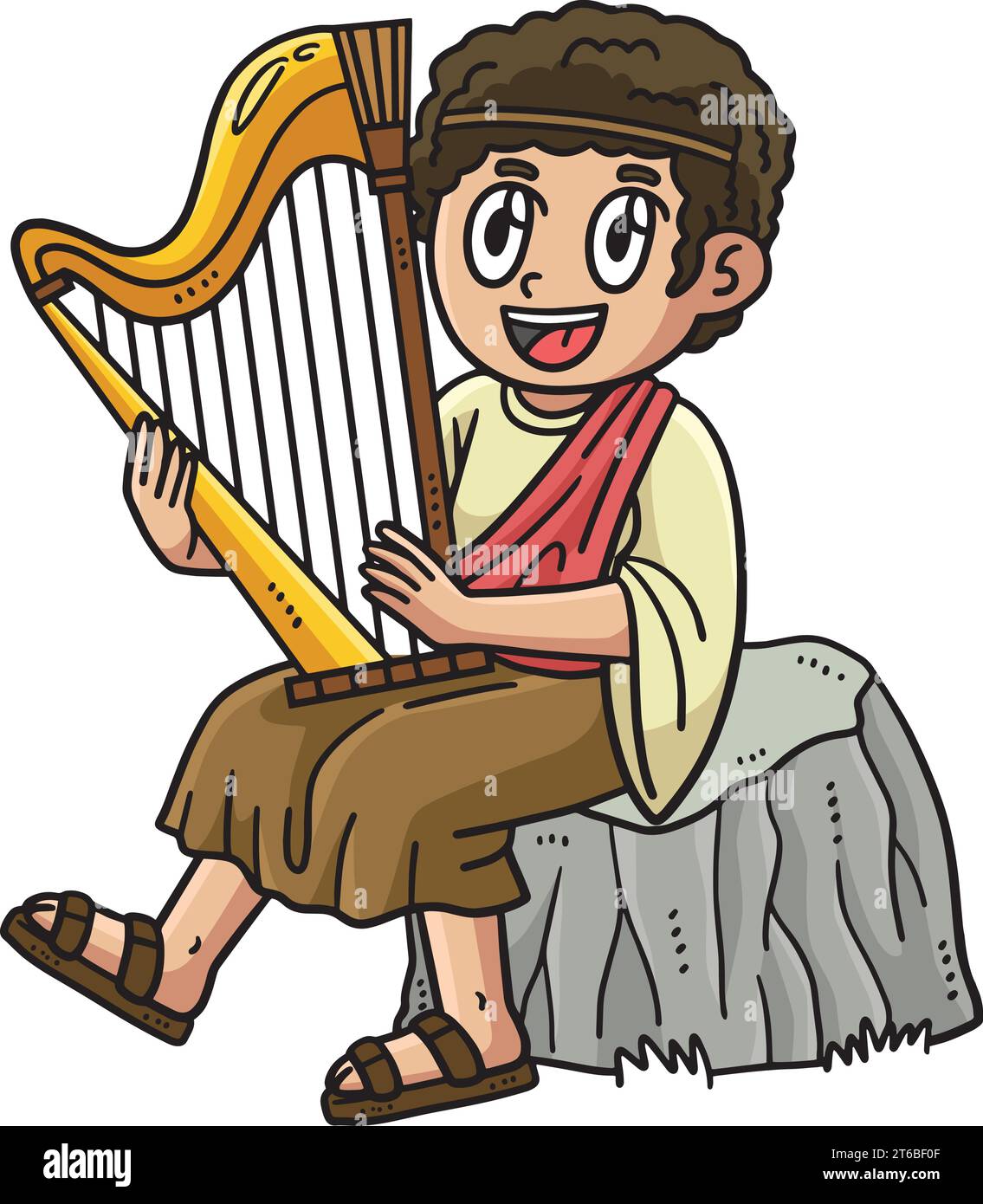 David playing harp stock vector images