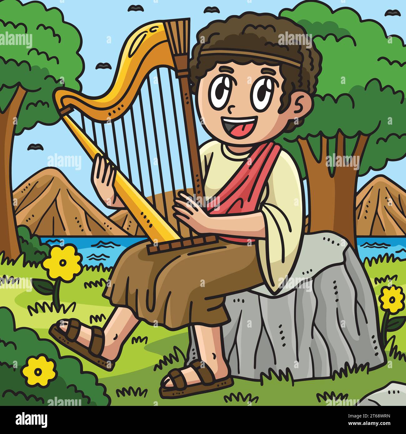 David playing harp stock vector images