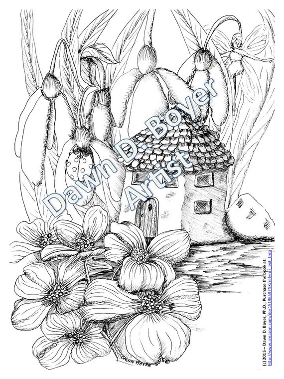 Five pack illustrations from the big kids coloring book fairy houses and fairy doors volume two