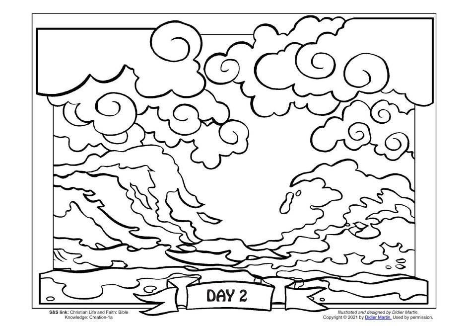 Coloring page the creation of the world dividing the waters my wonder studio