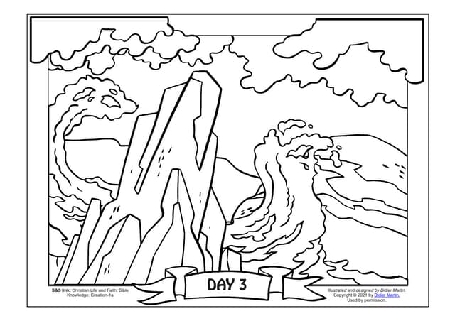 Coloring page the creation of the world dry land appears ppt