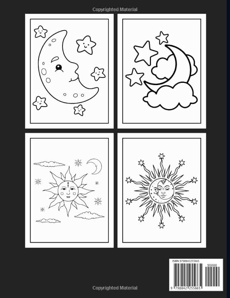 Sun moon and stars kids coloring book this fun activity coloring book for kids with beautiful sun moon and stars book earth of books