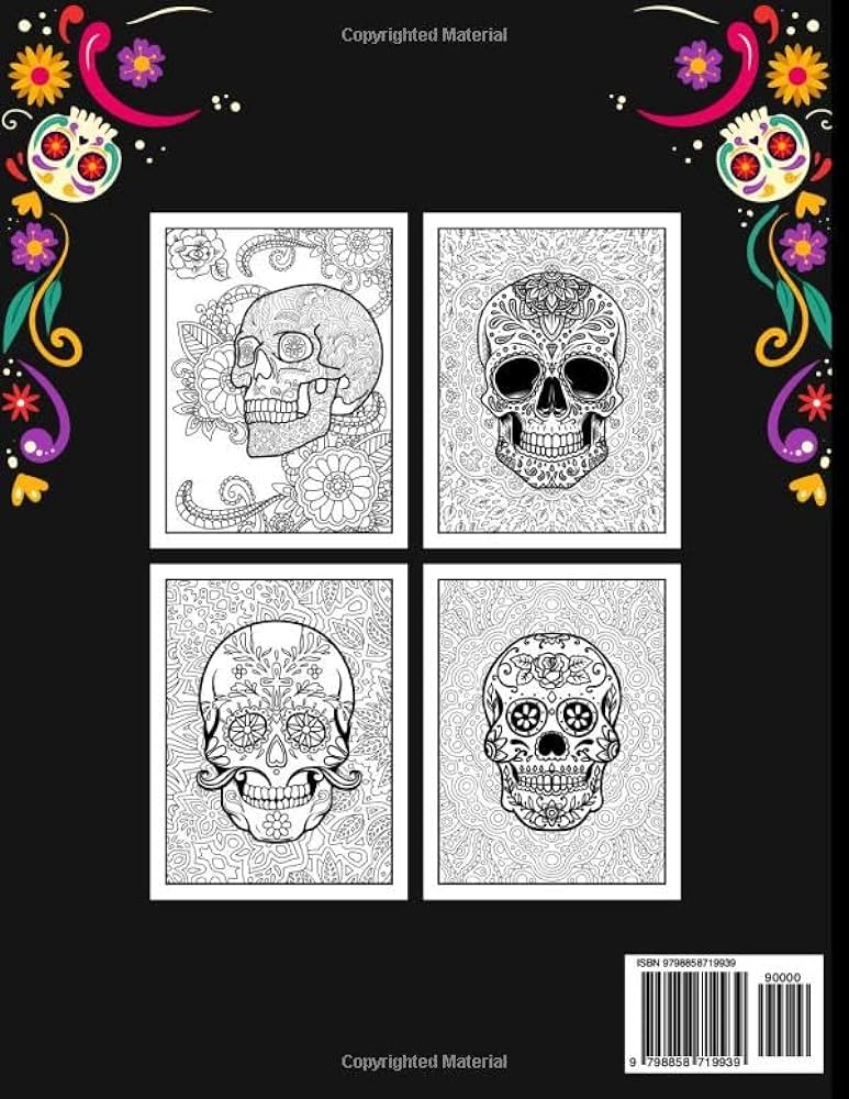 Day of the dead coloring book dia de los muertos sugar skulls for adults club curious crayons books